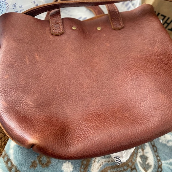 Portland nutmeg Leather mini crossbody Tote - Picture 11 of 13